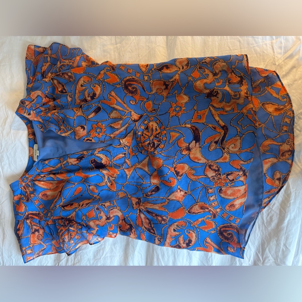 A.L.C. Vibrant Blue and Orange Blouse